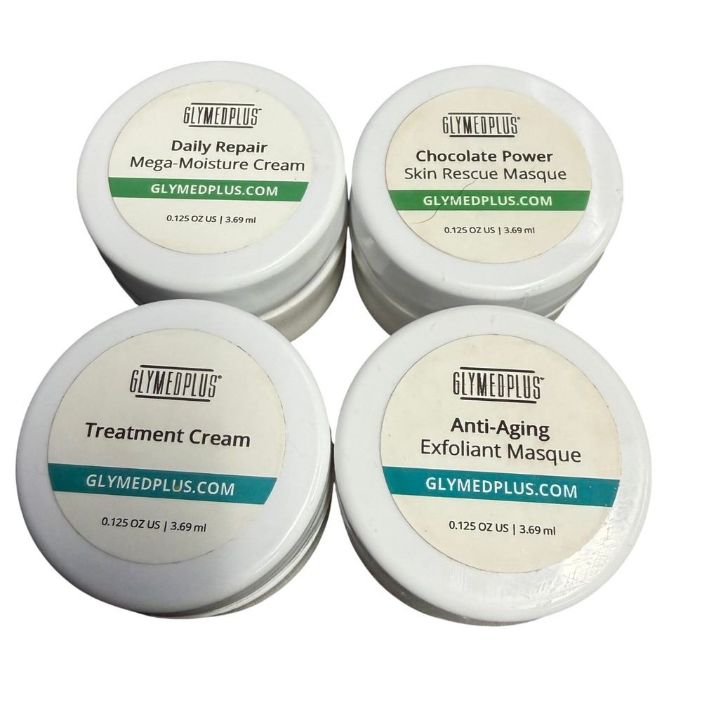 GlyMed Plus Skincare Travel Set 4 Jars Masque Moisture Cream Treatment 0.125oz